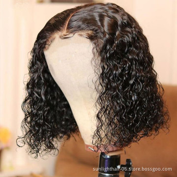 30 jours de retour sans raison nouveaute cheveux humains 4 * 4 dentelle fermeture perruque Kinky Curly court Bob perruques